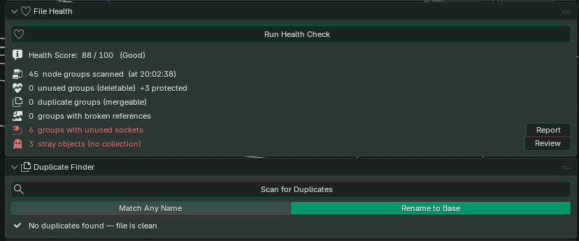 Duplicate Finder panel showing a completed duplicate scan